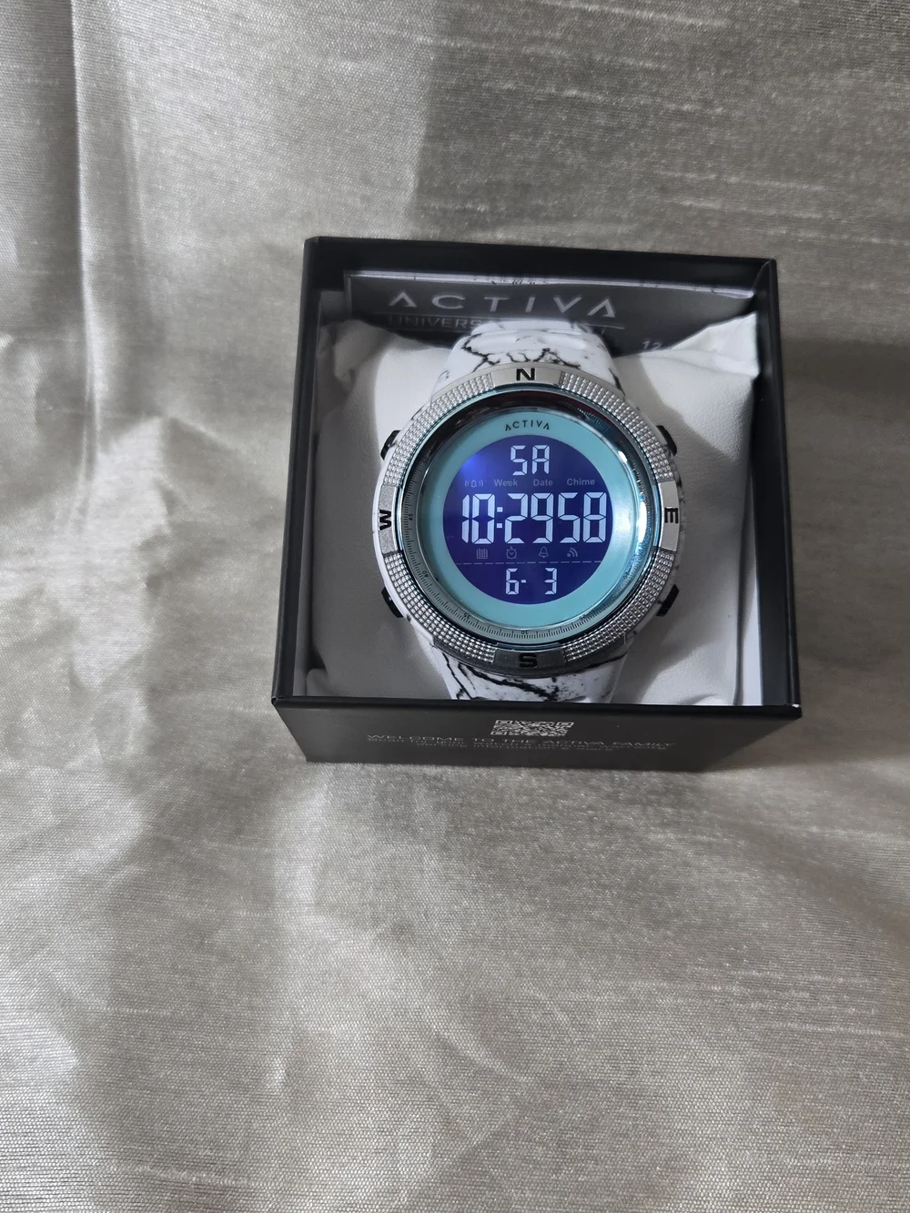 Ativa Summit X White Marble Digital Sports Watch - Turquoise Dial